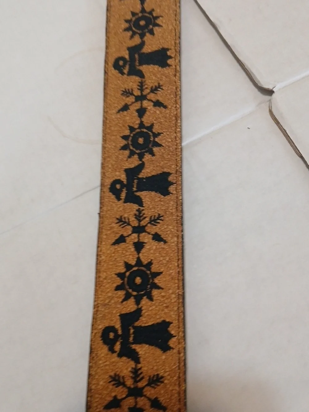 VTG Canterbury Sz 36 Cork & Leather Folk Art Silhouette Sunburst Snowflake Belt